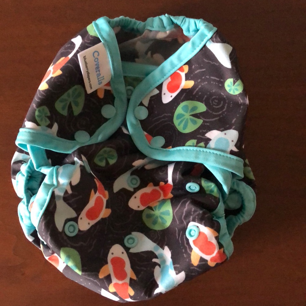 Coveralls Blueberry Koi Fish Diaper Cover